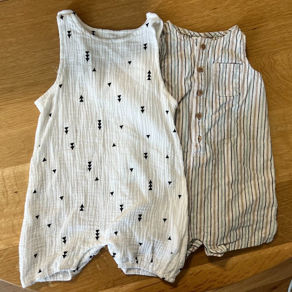Infant Toddler All Cotton & Linen Bodysuit Jumpers Beach Size 12 Months